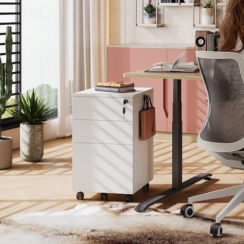 DEVAISE 3 Drawer Rolling File Cabinet, White - Image 2