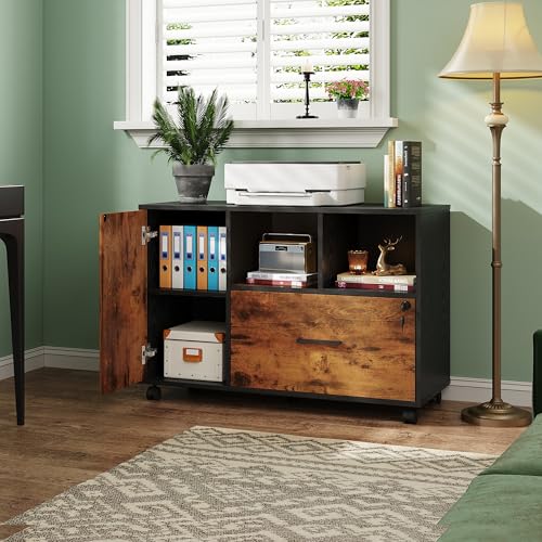 DEVAISE Lateral File Cabinet With Lock, Rustic Brown - Image 2