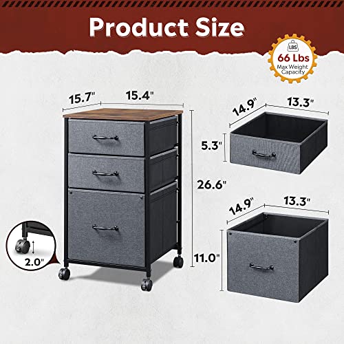 DEVAISE Mobile File Cabinet With 3 Drawers - Image 3