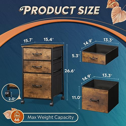DEVAISE Mobile File Cabinet With 3 Drawers - Image 3