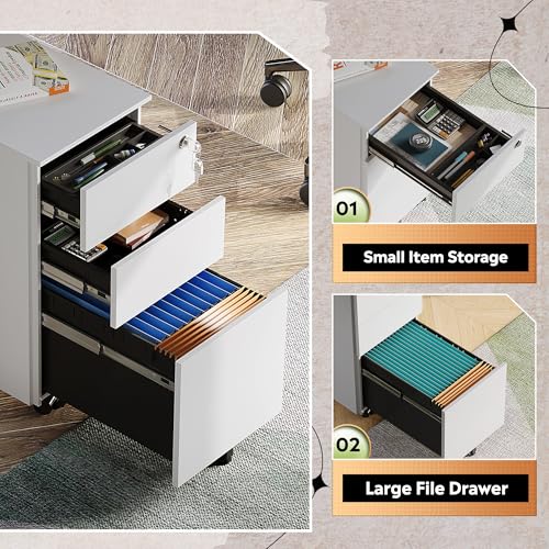 DEVAISE White File Cabinet With 3 Drawers - Image 5