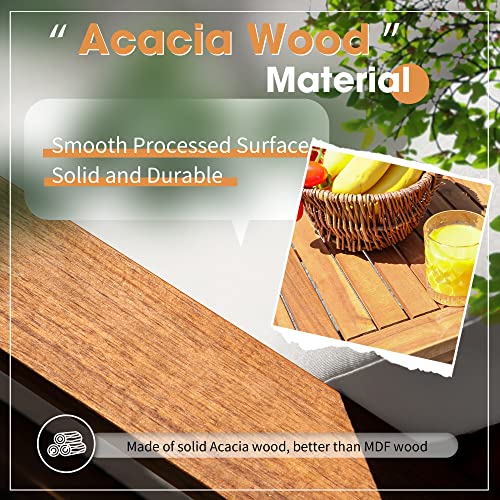 Devoko Patio Furniture 4 Piece Acacia Wood Set - Image 3