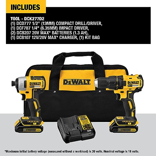 DEWALT 20V MAX Cordless Drill & Impact Driver Combo (DCK277D2) - Image 2