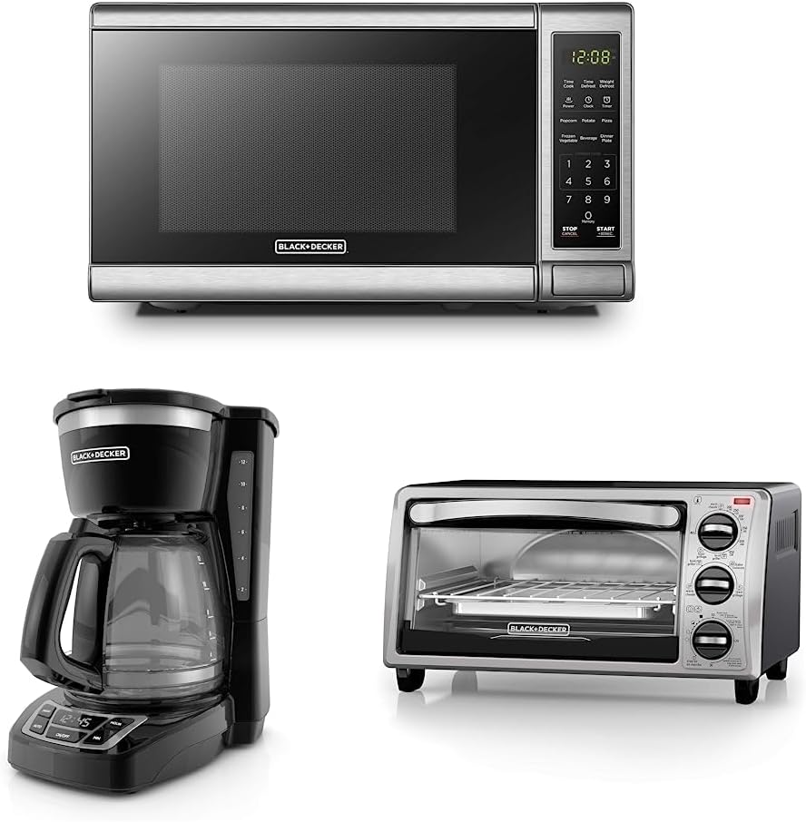 BLACK+DECKER Digital Microwave Oven EM720CB7, Coffee Maker CM1160B