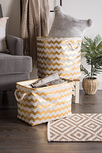 DII Large Gold Chevron Storage Bin - Image 4