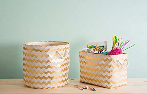 DII Large Gold Chevron Storage Bin - Image 5