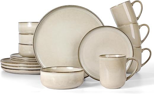 LIANYU Dinnerware Dish Set, 16 Piece Ceramic