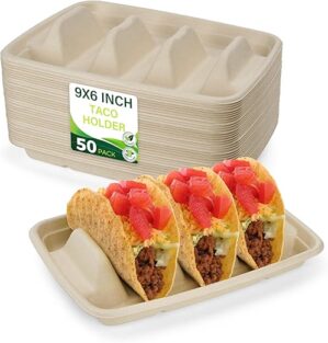 BIRCHIO Disposable Taco Holders, Plates With Dividers