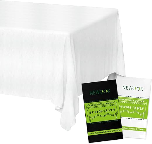 NEWOOK Disposable White Paper Tablecloths, 12 Pack