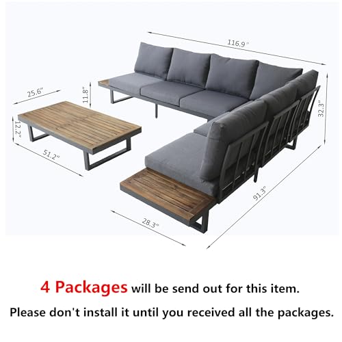 DIYART 6-Seater L Shaped Aluminum Patio Set - Image 2