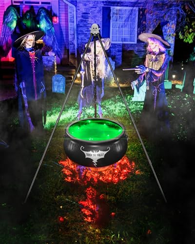 DJROLL Halloween Decorations: Cauldron With String Lights - Image 4