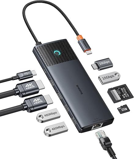 Baseus Docking Station Dual Monitor 10Gbps 10 In 1