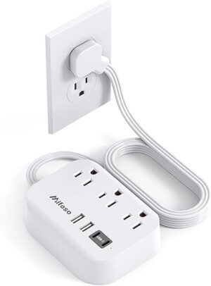 Mifaso Dorm Room Essentials Power Strip – Flat Extension Cord