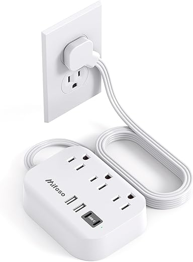 Mifaso Dorm Room Essentials Power Strip - Flat Extension Cord