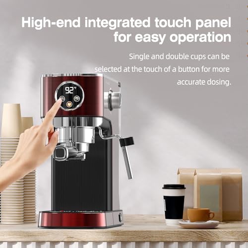 DRAGONBALL Espresso Machine With Milk Frother, Red - Image 4