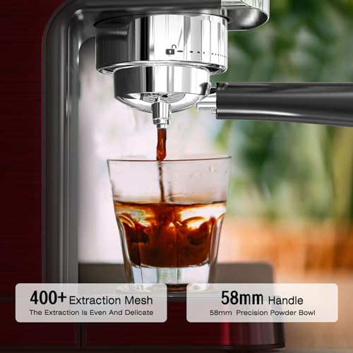 DRAGONBALL Espresso Machine With Milk Frother, Red - Image 5