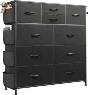 WLIVE Dresser With 10 Drawers And Hooks
