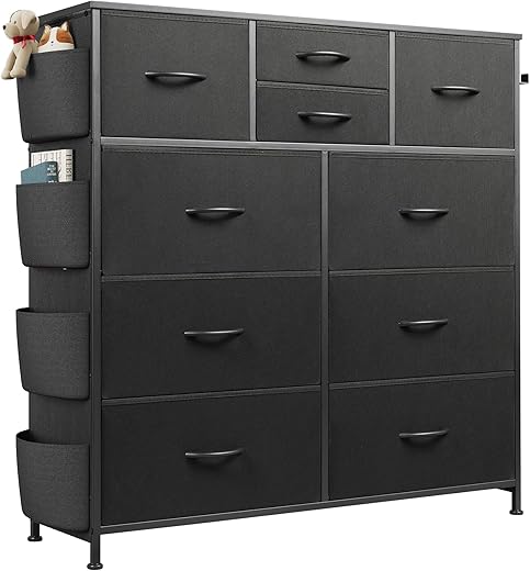 WLIVE Dresser With 10 Drawers And Hooks