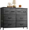 WLIVE Dresser With 8 Drawers, Charcoal Black