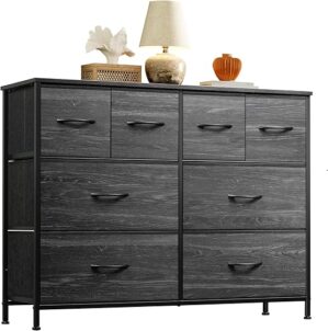 WLIVE Dresser With 8 Drawers, Charcoal Black