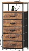 Huuger Dresser With Charging Station, 5 Drawers