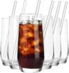 ALINK Drinking Glasses With Glass Straws Set