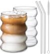Ework4U Drinking Glasses With Straw Set