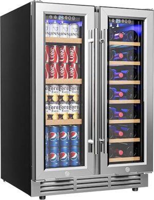 Icyglee Dual Zone Wine Cooler, 88 Cans & 21 Bottles