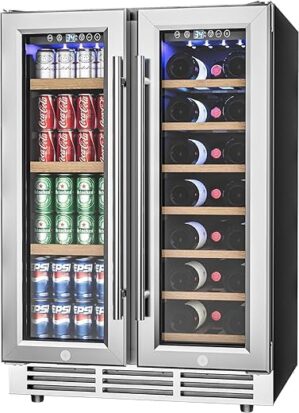 Icyglee Dual Zone Wine Cooler, Glass Door