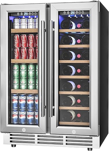Icyglee Dual Zone Wine Cooler, Glass Door