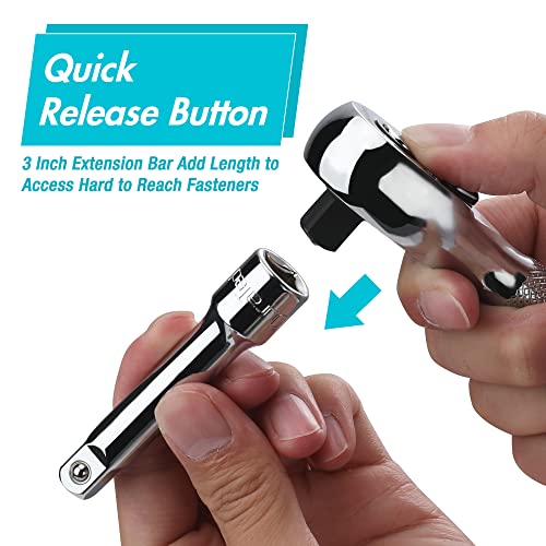 DURATECH Stubby Ratchet Set, 1/4 & 3/8-Inch - Image 4