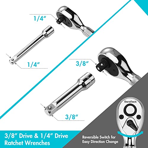 DURATECH Stubby Ratchet Set, 1/4 & 3/8-Inch - Image 2