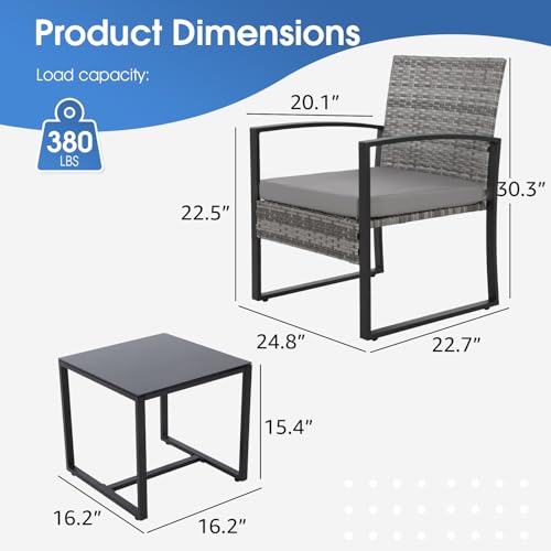 EARLGROVE 3PCS Patio Furniture Set With Cushions - Image 3