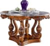 HYDDDDDQQQQQQQ Ebony Round Stone Dining Table Set