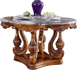 HYDDDDDQQQQQQQ Ebony Round Stone Dining Table Set