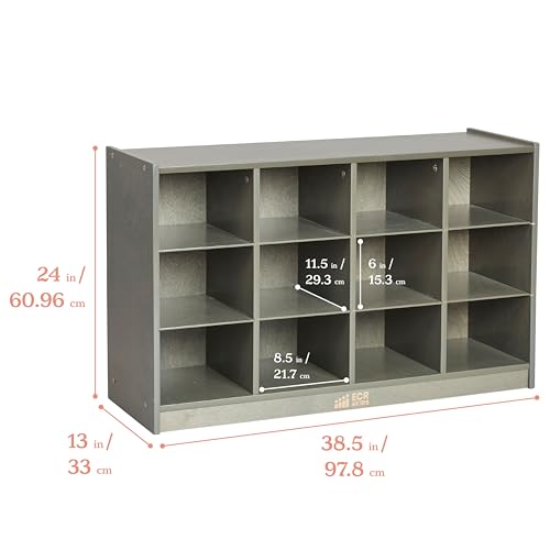 ECR4Kids 12 Cubby Mobile Tray Storage Cabinet - Image 3