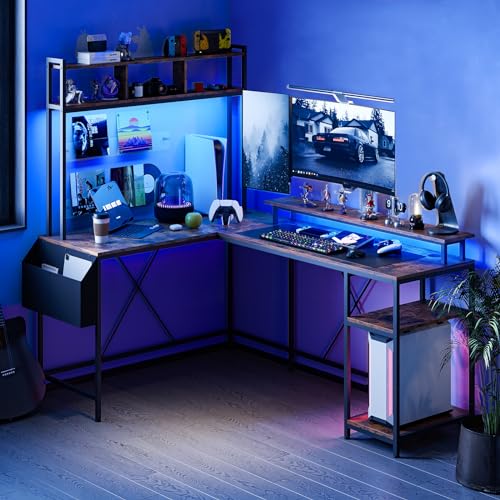 ElectraSpeedy L Shaped Gaming Desk With Hutch - Image 3