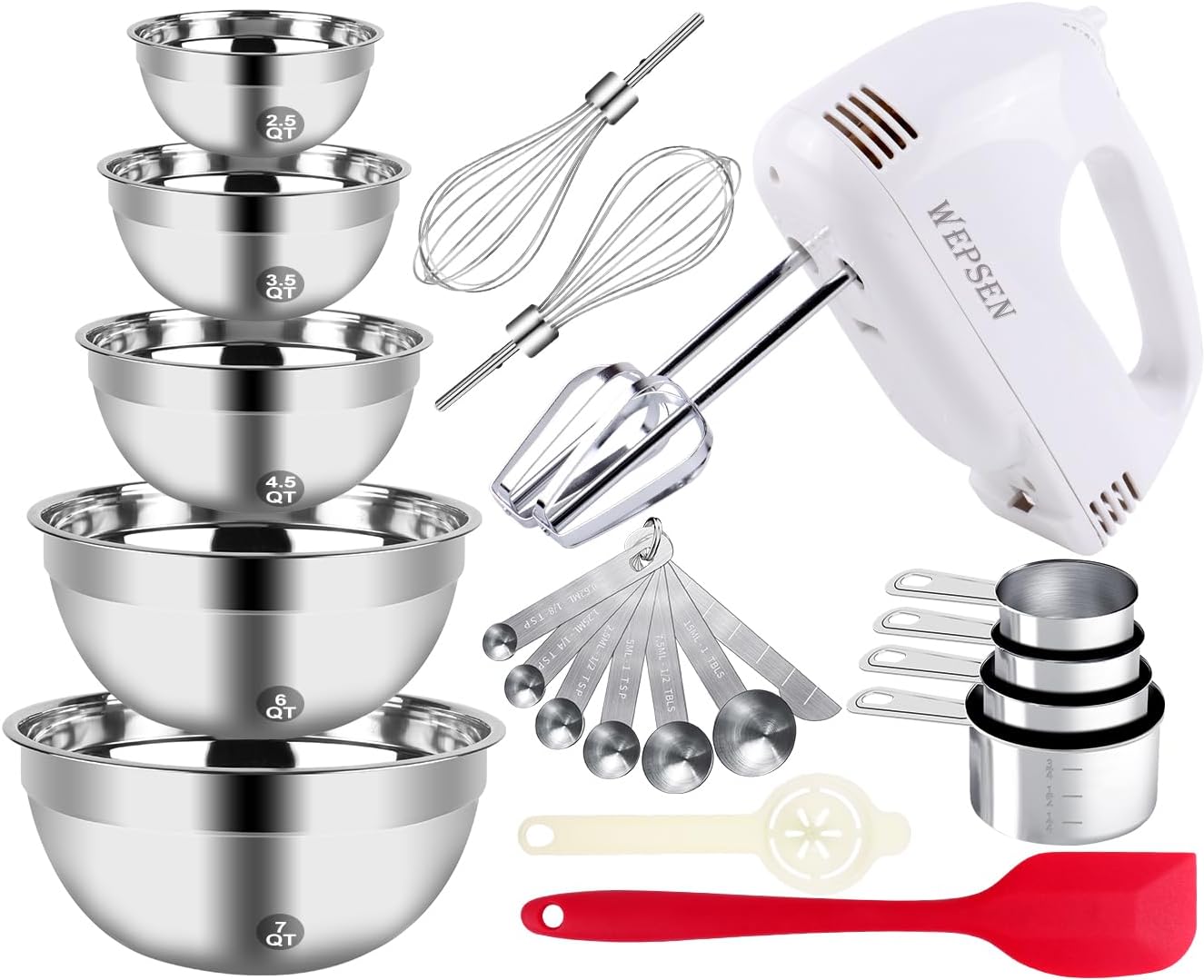 WEPSEN Electric Hand Mixer With Bowls Set