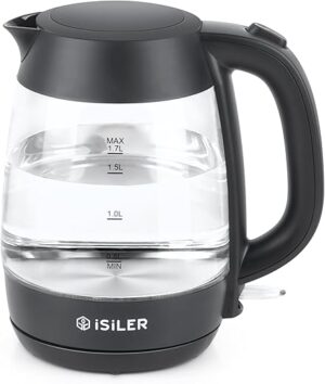 ISILER Electric Kettle, 1.7 L Glass Boiler