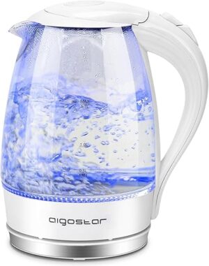 Aigostar Electric Kettle, 1.7L Glass, Rapid Heating