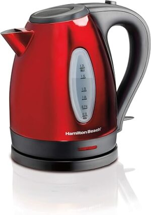Hamilton Beach Electric Tea Kettle, 1.7 Liter, Red (40885)