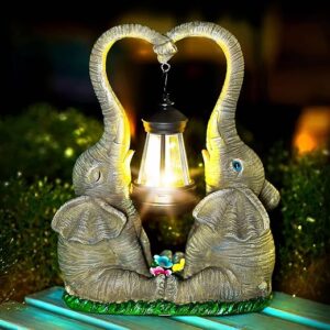 Vereemy Elephant Statues With LED Solar Lights