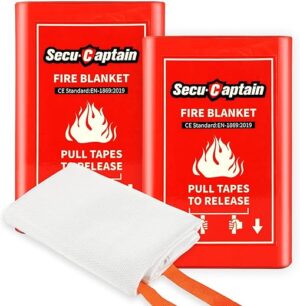 SecuCaptain Emergency Fire Blanket – 40″x40″ Fiberglass 2 Pack