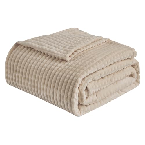 EMME Soft Fleece Beige Throw Blanket, 50'' x 60'' - Image 5