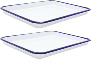 VOSAREA Enamel Baking Pan Blue Rim 26x18cm