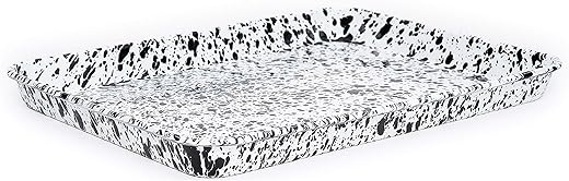 Crow Canyon Home Enamelware Jelly Roll Pan, Black/White Splatter