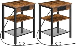 HOOBRO End Tables With Charging Station, USB Ports