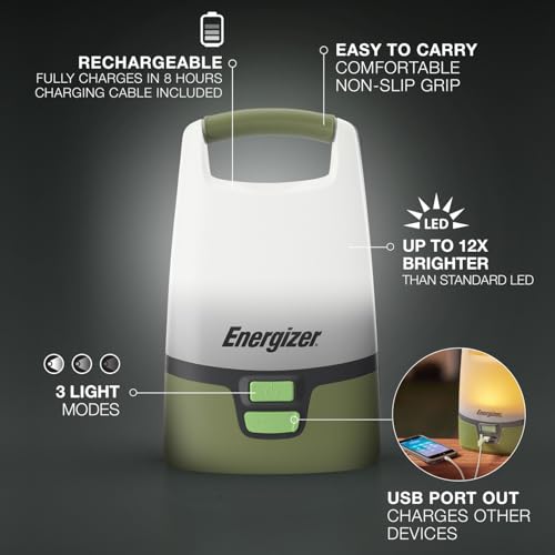 Energizer Vision LED Camping Lantern, Rechargeable, Forest Green - Image 2