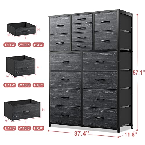 EnHomee Black Tall Dresser With 16 Drawers - Image 3