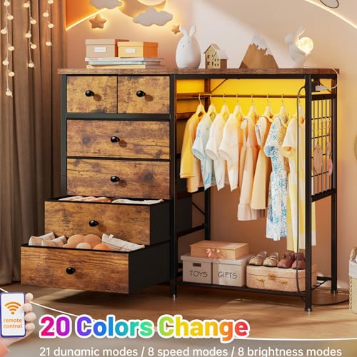 EnHomee Dresser With Hanging Rack And LED - Image 3